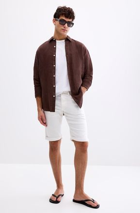 Point Zero Mens Knit-like underside white denim Bermuda Shorts