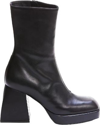 Nodaleto Enkellaarsjes - Dames - Laarzen met Hak - Zwart - 36 EU - Leer - Schoenen