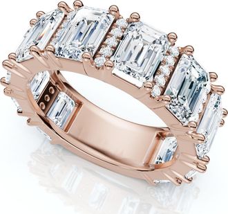 Pompeii3 5 1/2Ct Naya Emerald Cut Diamond Wedding Band 14k Gold/Pt Stack Ring Lab Grown