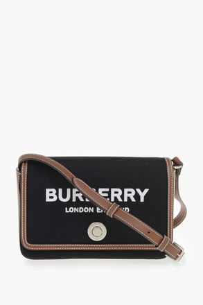 Burberry Borsa A Tracolla In Tessuto e Pelle Con Logo Ricamato Burberry