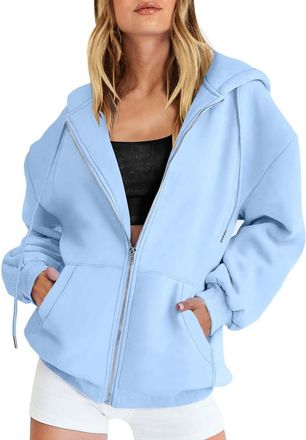 Generic Halloween Hoodies for Women UK Plus Size Oversized Pocket Sweatshirt Solid Color Long Sleeve Hooded Zipper Top Fall Essentials Hoodie Casual Cute Draw