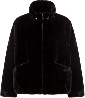 Cesare Gaspari Faux Velour Ritssluiting Jas - Dames - Jassen - Zwart - S - Jassen