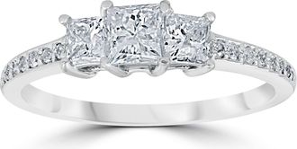 Pompeii3 3/4 cttw Princess Cut 3 Stone Diamond Engagement Ring 14k White Gold