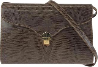 Gucci Pre-owned Lizard 2way Shoulder Bag Clutch Bag - Dames - Vintage Schoudertas - Bruin - ONE Size - Leer - Vintage