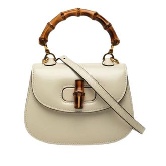 Gucci Pre-owned Bamboo Top Handle Satchel - Dames - Pre-owned - Wit - Maat: ONE Size Leer