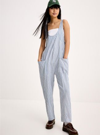 Twik Womens Linen-blend barrel-leg bodysuit