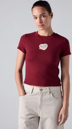Levi's Graphic Essential Baby Tee - Hombre - XS - Red / True Blue Locket Warm Cabernet