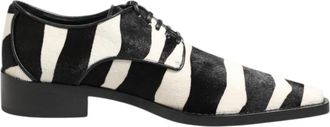 Dolce & Gabbana Zebra Pony Fur Leren Derby Schoenen - Heren - Veterschoenen - Veelkleurig - 37 EU - Leer - Schoenen