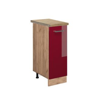 Vicco Armario De Farmacia R-line, Rojo Burdeos Alto Brillo, 30 Cm, Et Roble, Vicco