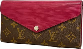 Louis Vuitton Brown Fuchsia Long Wallet (Tri-Fold) (Pre-Owned)