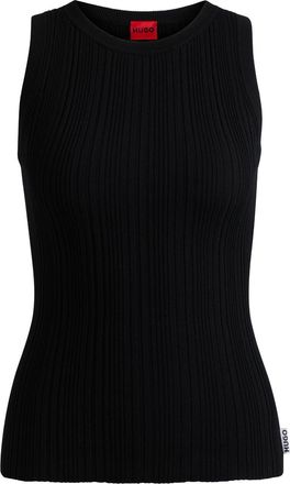 HUGO BOSS Geribbelde tanktop - 001 BLACK