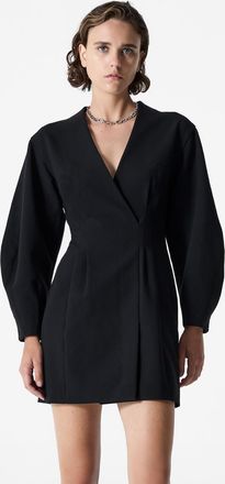 French Connection Womens Black Twill Wrap Dress With Waist Tie - Size 10 UK