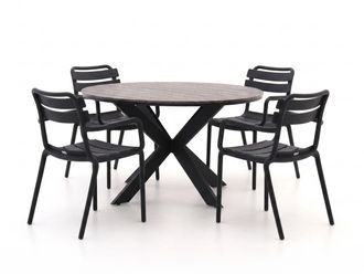 Forza Furniture Forza Vico/Fidenza &oslash;126cm dining tuinset 5-delig stapelbaar