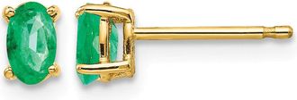 Diamond2Deal 14k Yellow Gold Emerald Earrings