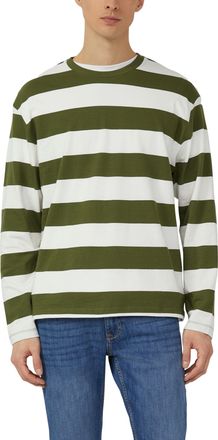 s.Oliver Langarmshirt S.OLIVER, Herren, Gr. XXL, gr&uuml;n, Single Jersey, Obermaterial: 100% Baumwolle, gestreift, relaxed fit normal, Rundhals, gerader Abschluss,