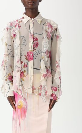 Blumarine Camicia Blumarine in seta con stampa floreale e rouches