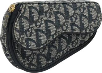 Dior Pre-owned Trotter Canvas Pouch - Dames - Vintage Clutch - Blauw - ONE Size - Leer - Vintage
