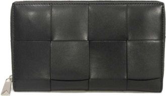 Bottega Veneta Black Intrecciato Long Wallet (Bi-Fold) (Pre-Owned)