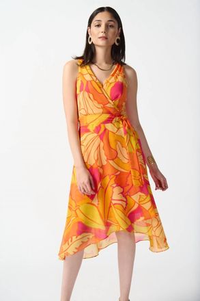 Joseph Ribkoff Belted Maxi Dress In Pink/multi