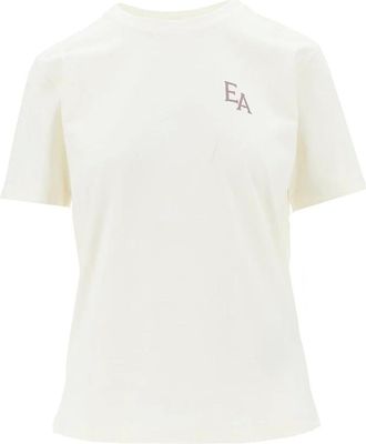 Emporio Armani T-shirt met Cheerleader-print - Dames - Tops - Beige - Maat: M Katoen
