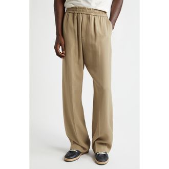 Golden Goose Journey Ivan Pinstripe Wide Leg Pants in Travertine at Nordstrom, Size 34 Us