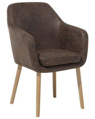 Beliani Silla de comedor piel sint&eacute;tica marr&oacute;n oscuro