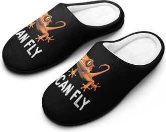 Generic Crested Gecko I Can Fly Mens Slippers Slip On Comfortable Fleece Cotton House Shoes Winter