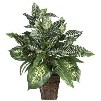 Nearly Natural Mixed Greens Zebra with Wicker Artificial Plant at Nordstrom