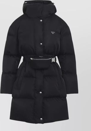 Prada down belted longline puffer jacket