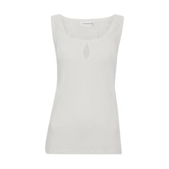 Victoria Beckham Sleeveless Tops, female, White, Size: XS Split Tank Top