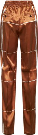 Kiton Womens Trousers Tan-White Silk Print Brown