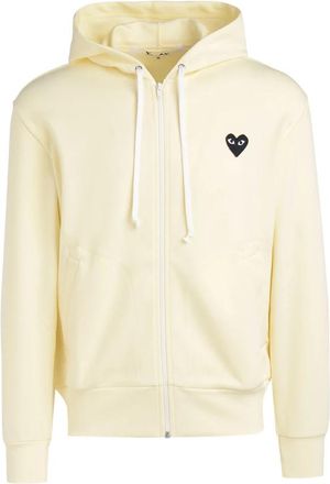 Comme Des Gar&ccedil;ons Ivoor hoodie met zwart hart - Heren - Vesten met rits - Geel - XL - Polyester - Hoodies & sweatvesten