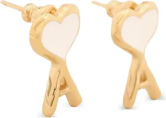 Ami Brass Earrings With Hammered Ami De Coeur