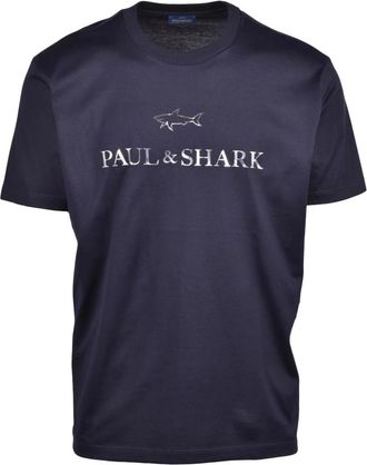Paul & Shark Tops, Heren, Blauw, L, Katoen, T-shirt