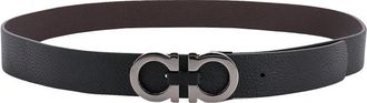 Ferragamo Zwarte riemen met omkeerbare iconische gesp - Heren - Riemen - Zwart - 105 CM - Leer - Accessoires