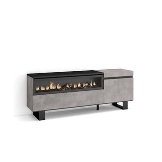 Skraut Home Skraut Home - Mueble Tv, Televisi&oacute;n, Muebles De Sal&oacute;n, Almacenaje, 150x57x35cm, Para Tv Hasta 65, Chimenea El&eacute;ctrica, Dise&ntilde;o Industrial, Estilo Modern