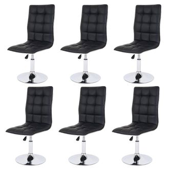 Hhg Hhg - Lote De 6 Sillas De Comedor 834, Silla Silla De Cocina, Altura Regulable Giratoria, Imitaci&oacute;n De Cuero Certificado Mvg, Negro