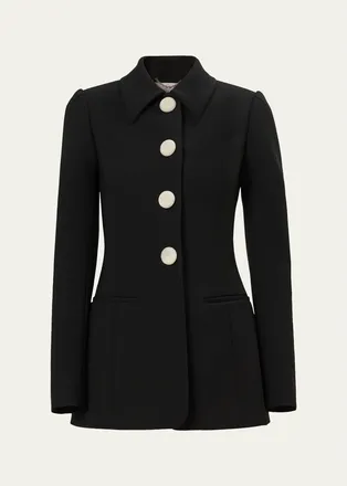 Carolina Herrera Long-Sleeve Stretch Wool Jacket