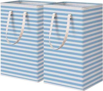 OEM Cesto De Ropa Independiente - 75 Litros - Cesto De Ropa Grande Y Plegable - Con Asa - Azul - Paquete De 2