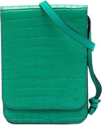 Loewe Pre-owned Loewe Croc Embossed Leather Anagram Gusset Flat Crossbody Ladies E1DTZEDY1KDX7QPZ