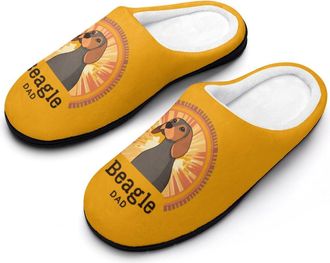 Generic Beagle Dog Dad Cotton Slipper for Women Indoor Outdoor House Shoes Anti-Skid Slippers with Rubber Sole