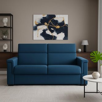 Dmora Sof&aacute; Fijo 2 Plazas Flaibano, Desenfundable, Hidr&oacute;fugo, Fabricado En Italia, Lavable, 205x95x100h Cm Azul