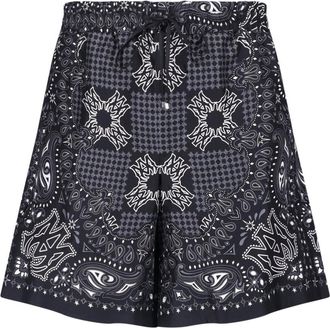 Amiri Black and White Paisley Print Shorts