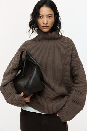 H&M Rib-knit Wool-blend Jumper in Dark Taupe at Nordstrom, Size X-Small