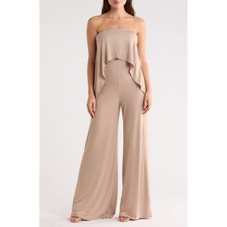 Go Couture Strapless Popover Jumpsuit in Bronze Brown at Nordstrom Rack, Size X-Large