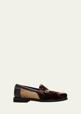 Brunello Cucinelli Cow-Print Calf Hair Loafers