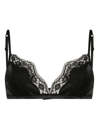 Dolce & Gabbana Soft-Cup Satin Bra With Lace Detailing