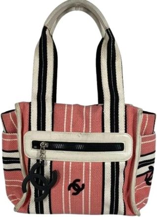 Chanel Pre-owned Handbags, female, Pink, Size: ONE SIZE Pre-owned Vintage Canvas Shoulder Tote