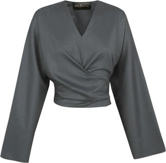Cortana Oversized V-hals Top - Dames - Blouses - Blauw - S - Wol - Overhemden