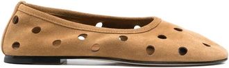 Dear Frances Balla Perforatie Ballerina - Dames - Ballerinas - Beige - 41 EU - Leer - Schoenen